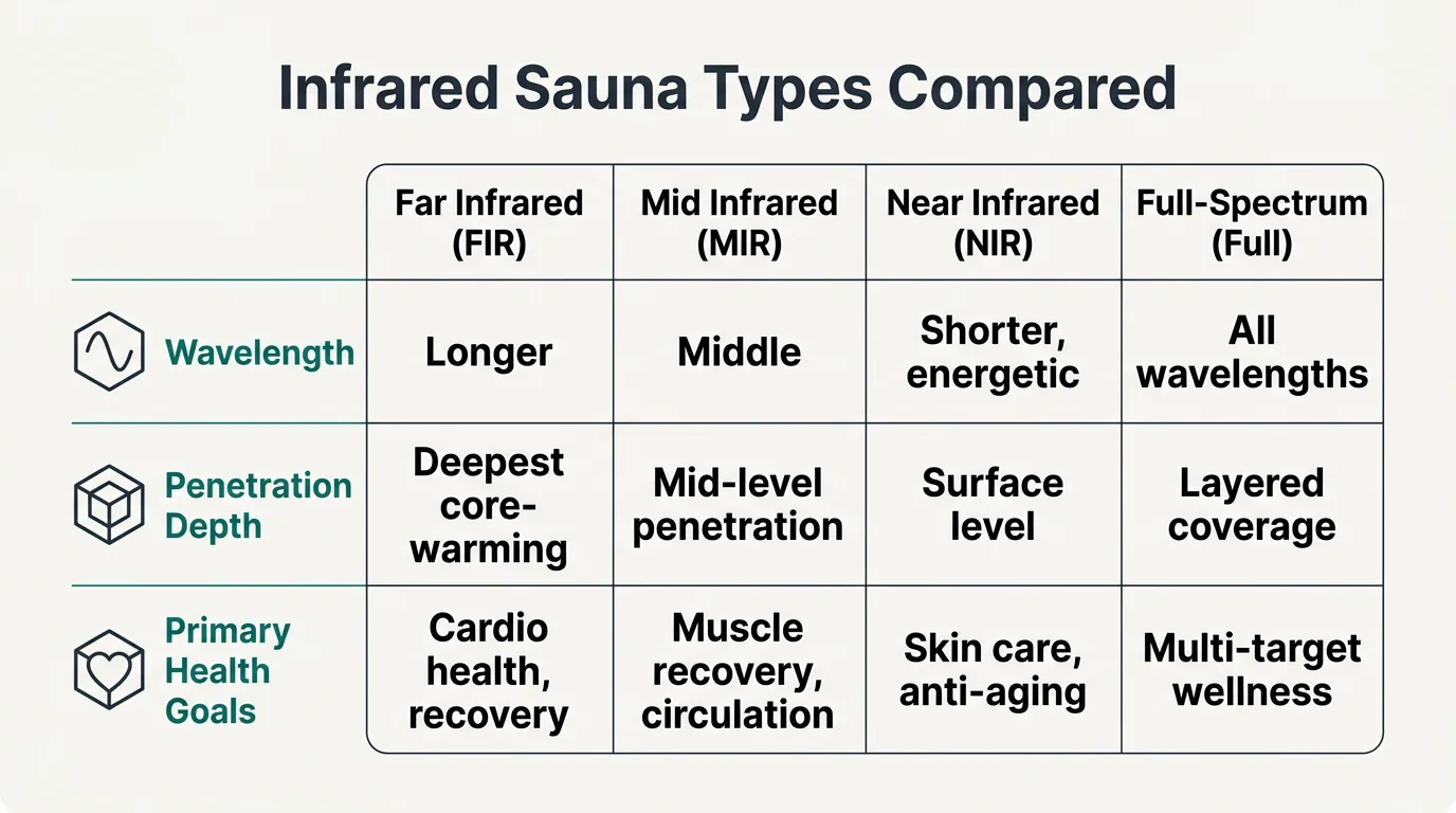 Infrared Sauna Types Compared Table