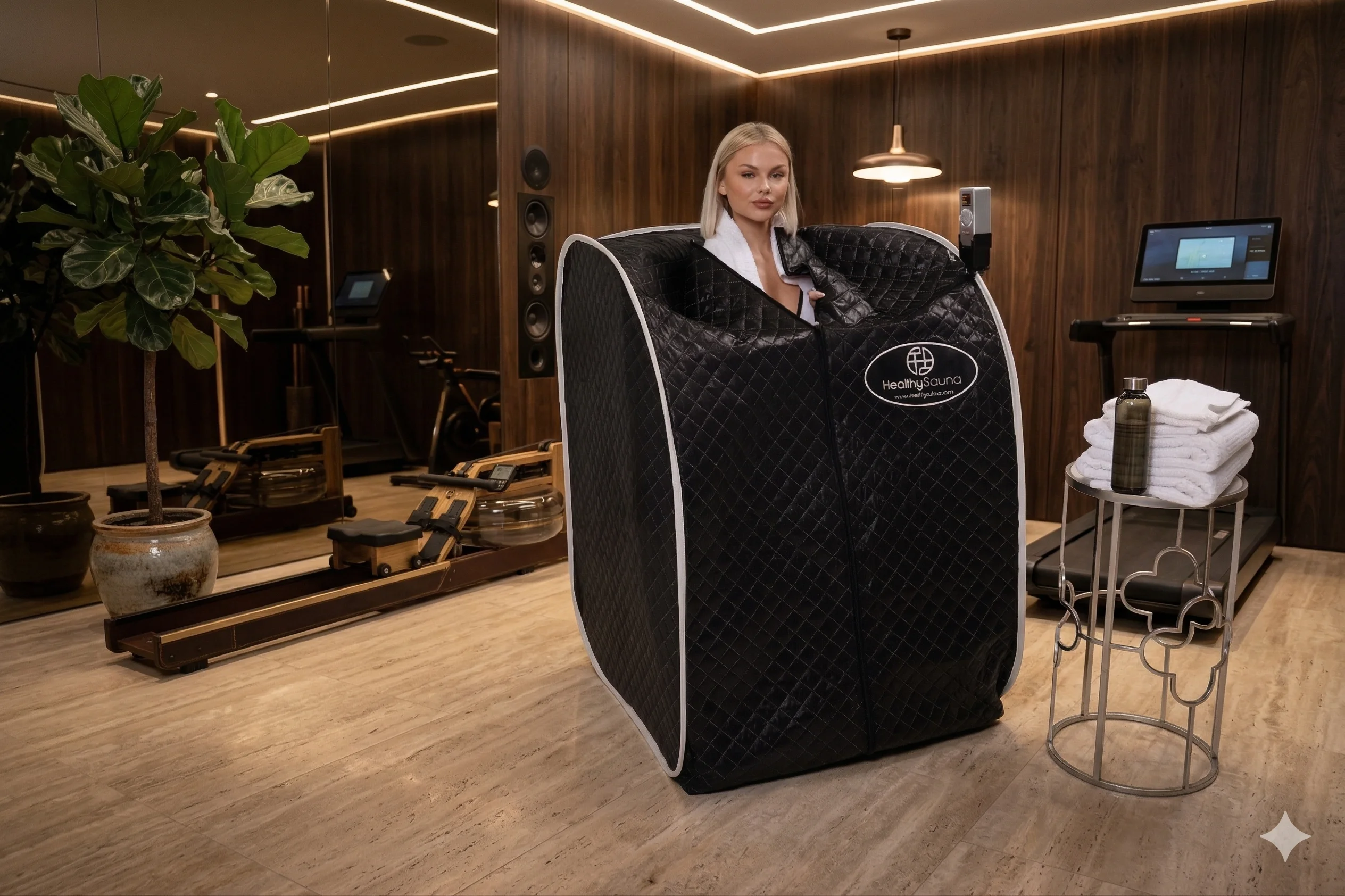 Healing Sauna in a premium home gym setting