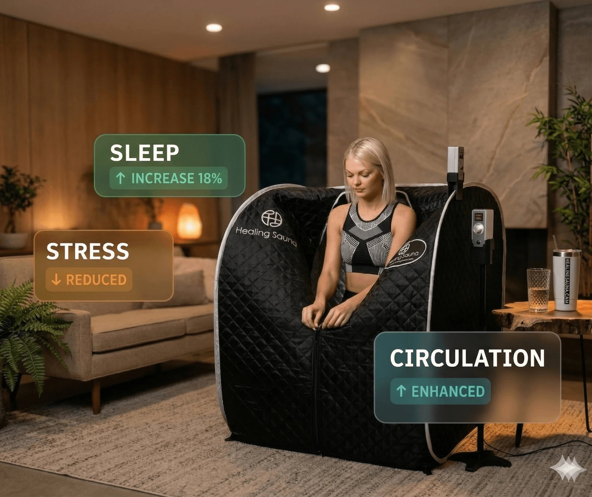 Healing Sauna setup in a living room