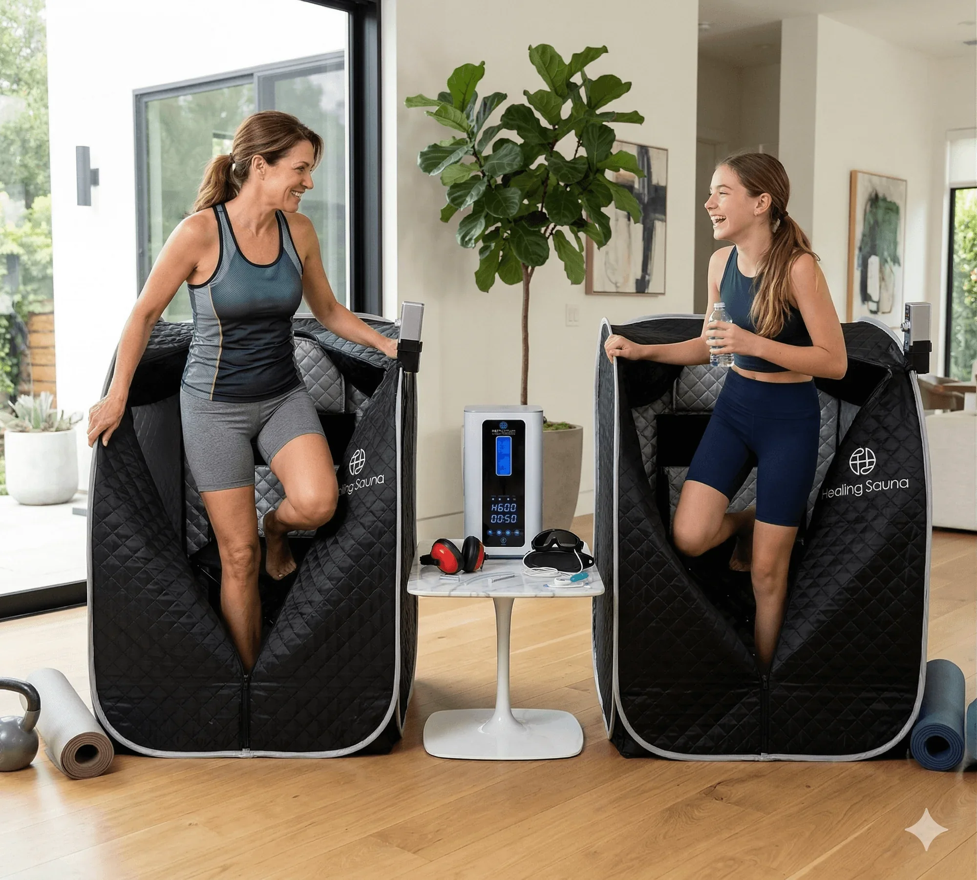 Mother and daughter enjoying Healing Sauna together